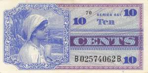 USA MPC Series 661 p.M65 10 Cents 1968 XF